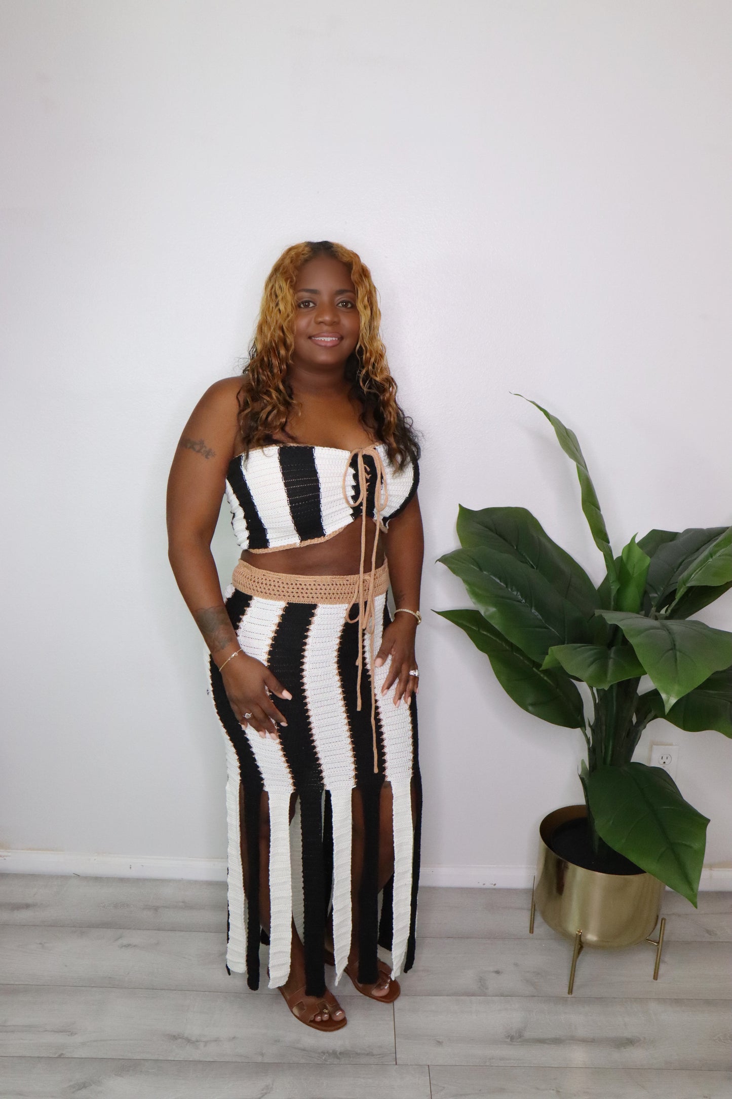 Bohemian Fringe Crochet Skirt Set